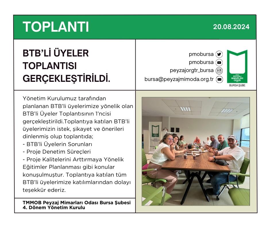 TOPLANTI | BTB’Lİ ÜYELER TOPLANTISI GERÇEKLEŞTİRİLDİ.