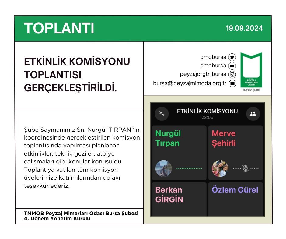 TOPLANTI | ETKİNLİK KOMİSYONU TOPLANTISI GERÇEKLEŞTİRİLDİ.