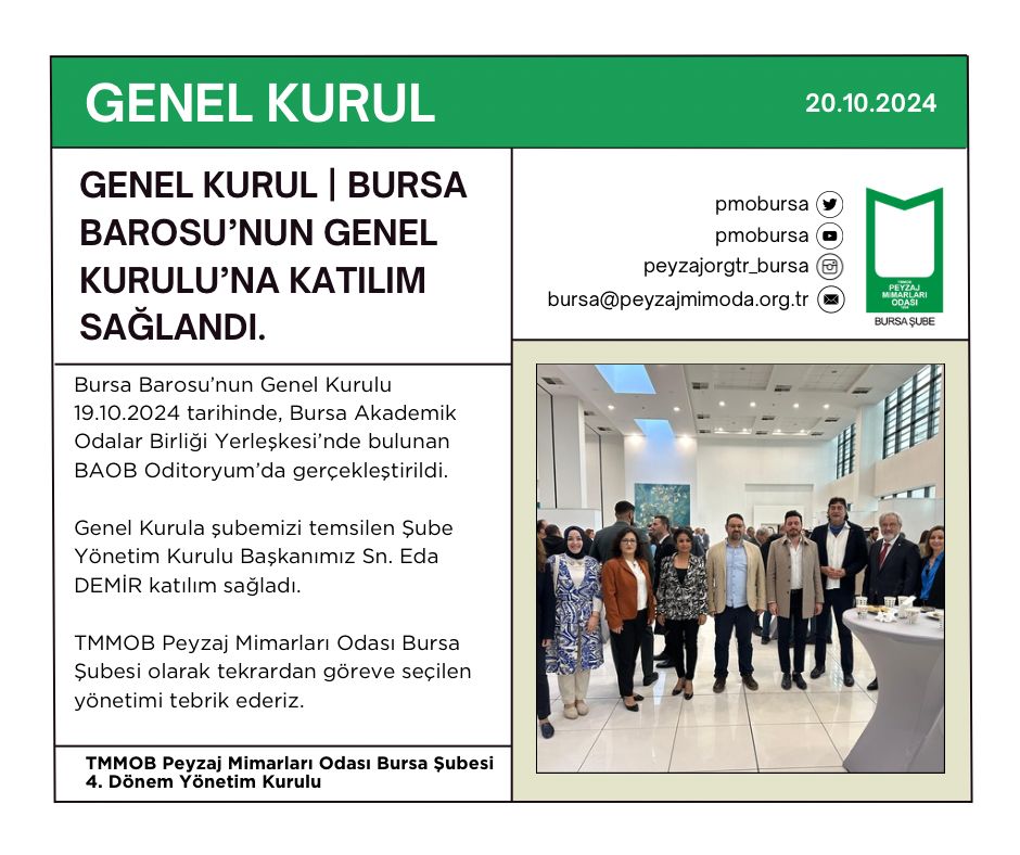 GENEL KURUL | BURSA BAROSU’NUN GENEL KURULU’NA KATILIM SAĞLANDI.