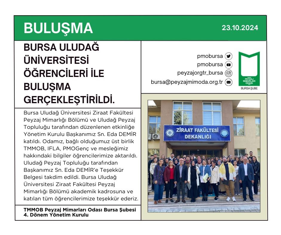 BULUŞMA | BURSA ULUDAĞ ÜNİVERSİTESİ ÖĞRENCİLERİ İLE BULUŞMA GERÇEKLEŞTİRİLDİ.