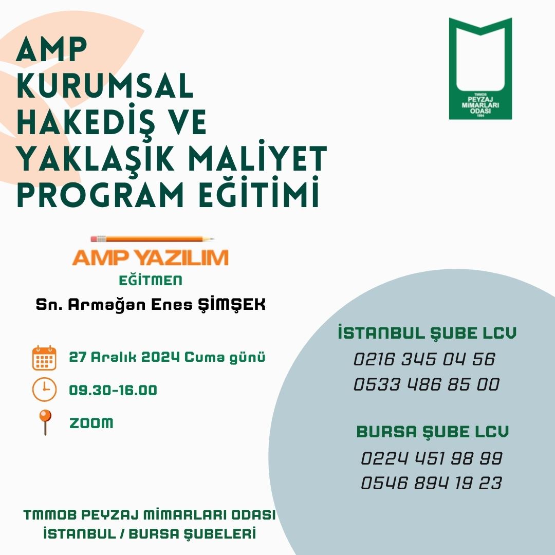 AMP KURUMSAL HAKEDİŞ VE YAKLAŞIK MALİYET PROGRAMI EĞİTİMİ HK.