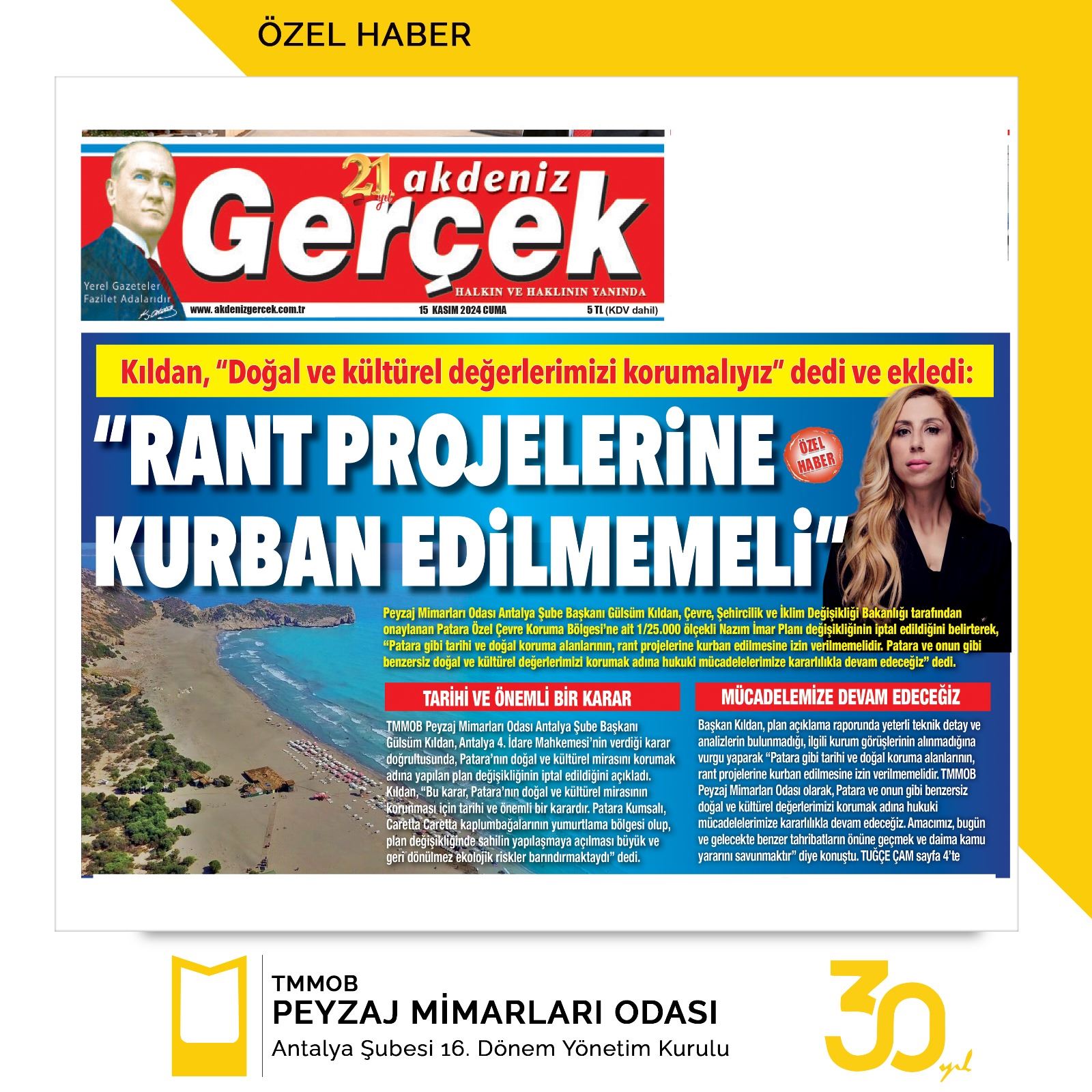 ÖZEL HABER / RANT PROJELERİNE KURBAN EDİLMEMELİ- AKDENİZ GERÇEK GAZETESİ