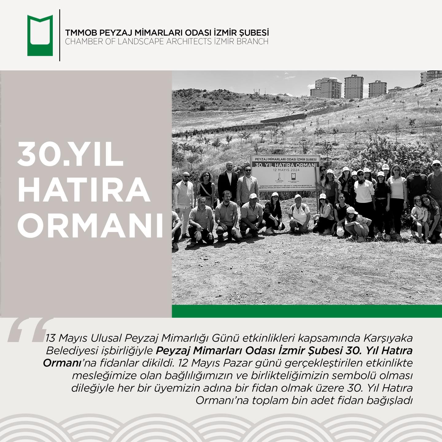 PEYZAJ MİMARLARI ODASI İZMİR ŞUBESİ 30. YIL HATIRA ORMANI