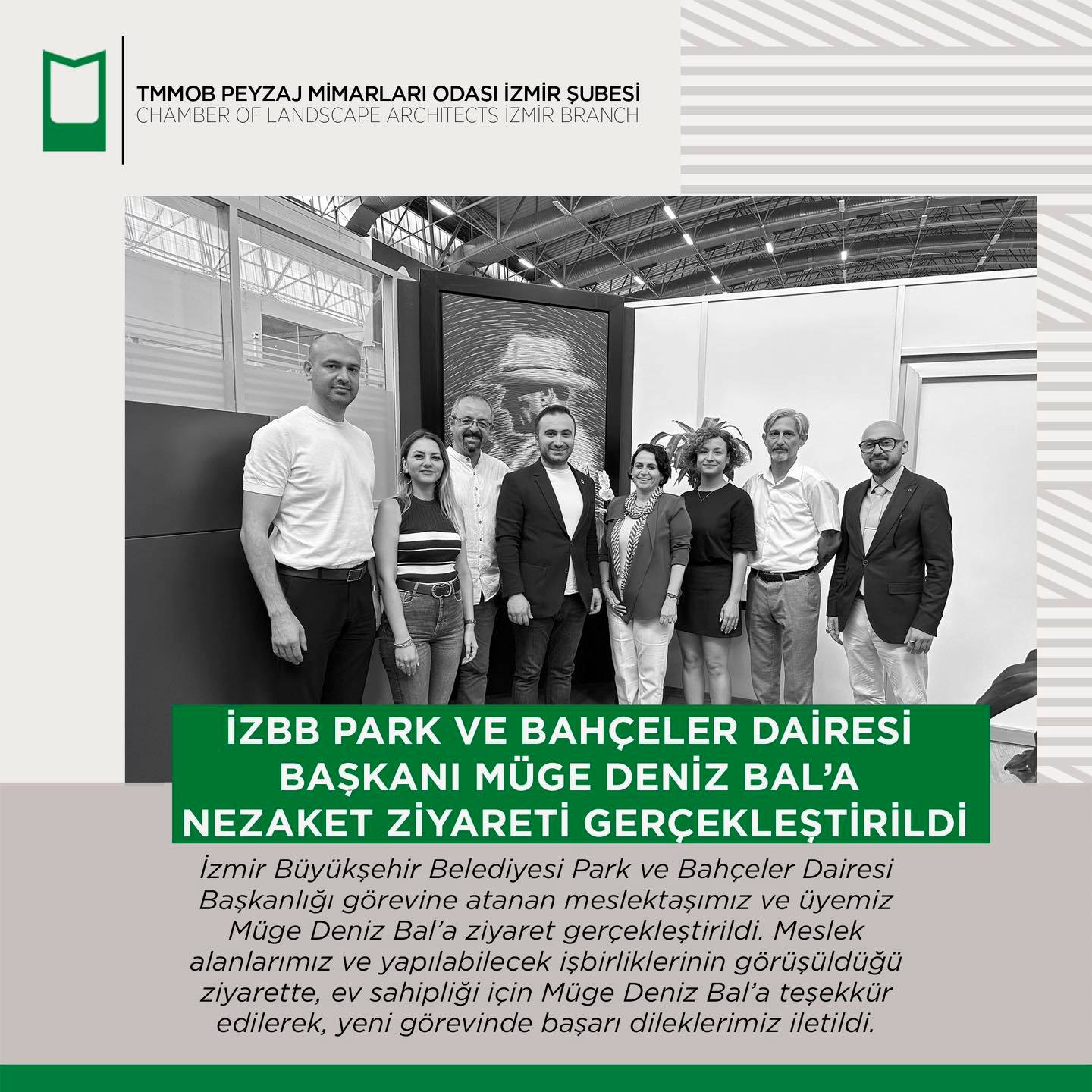 İZBB PARK VE BAHÇELER DAİRESİ BAŞKANI MÜGE DENİZ BAL'A NEZAKET ZİYARETİ GERÇEKLEŞTİRİLDİ.