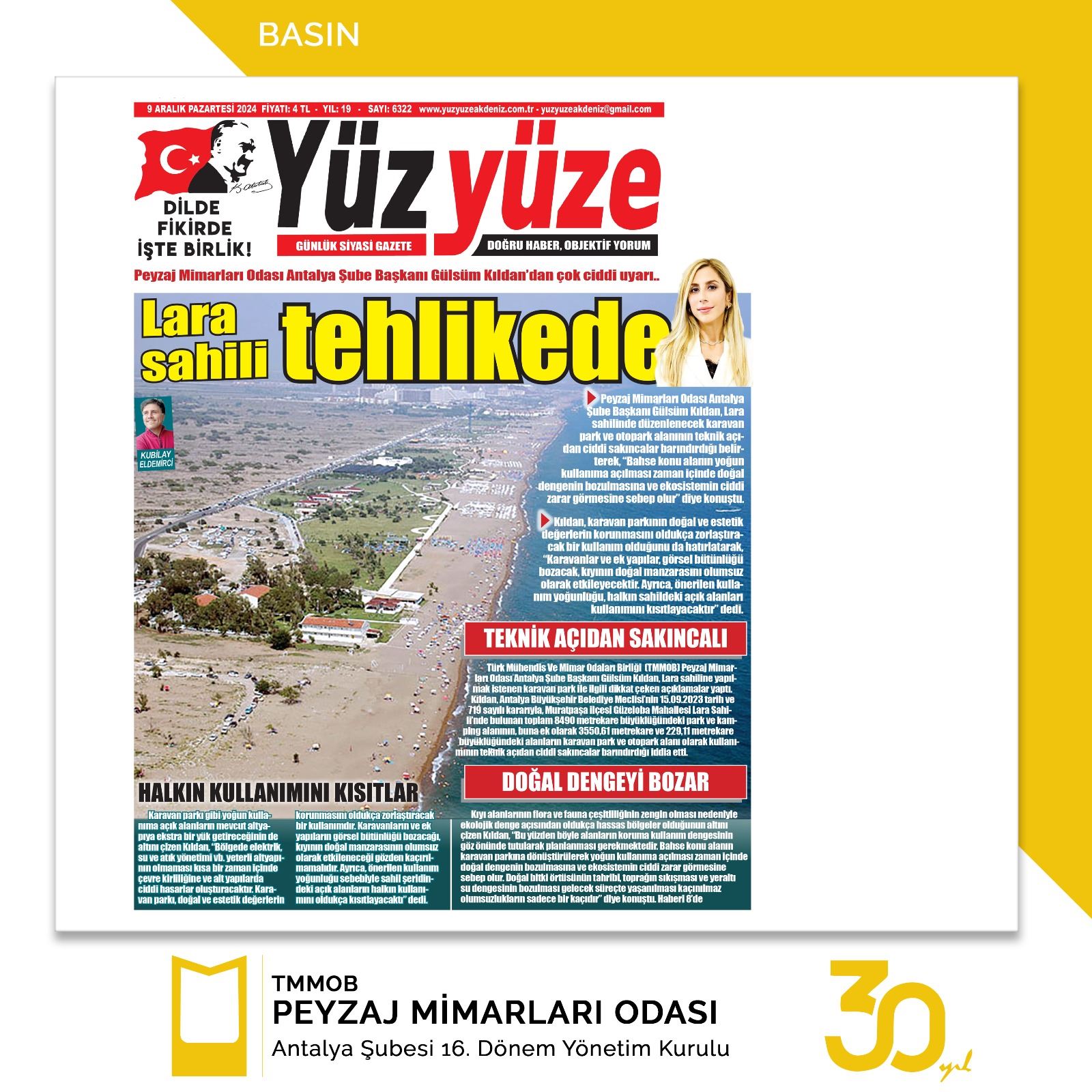 ÖZEL HABER LARA SAHİLİ TEHLİKEDE - YÜZ YÜZE GAZETESİ