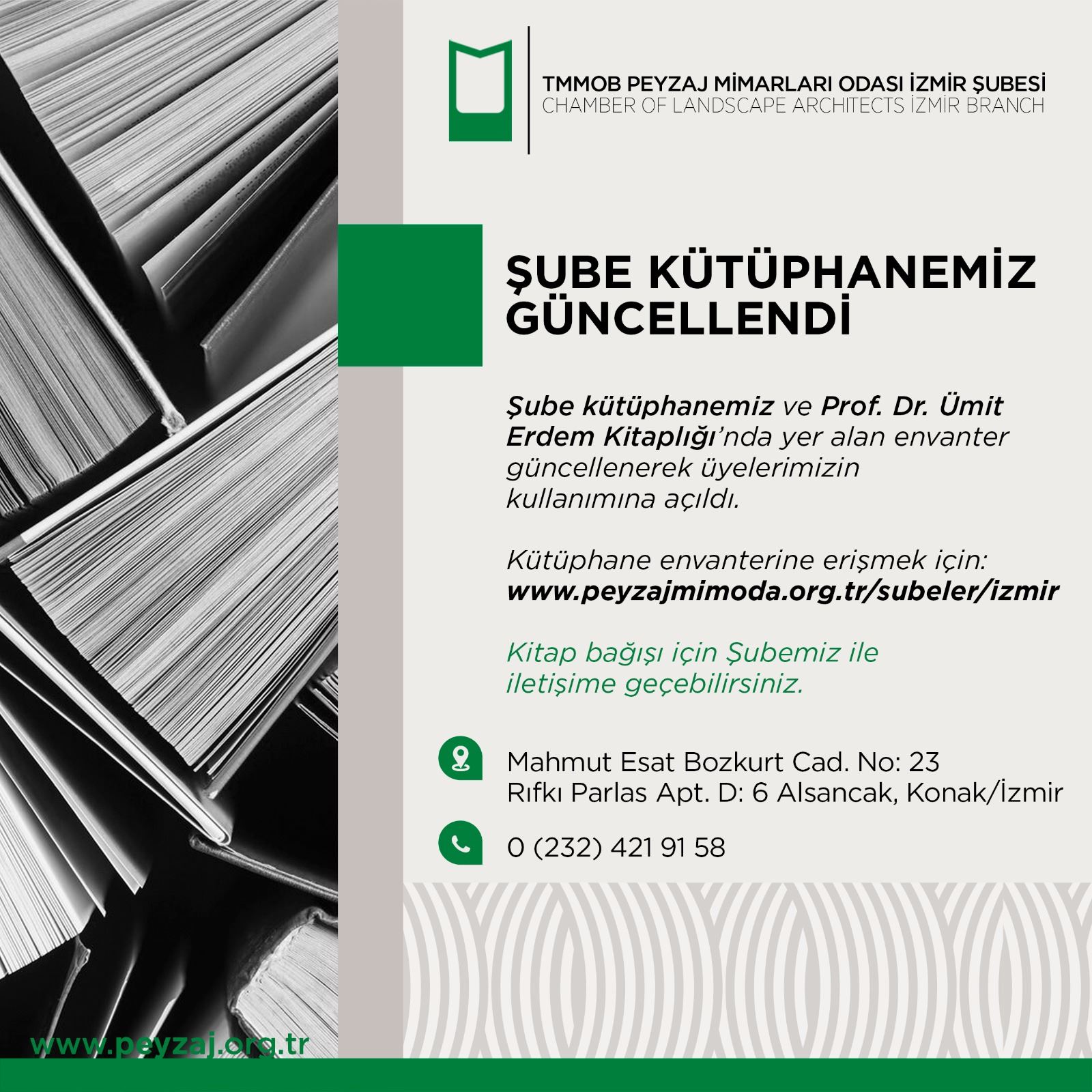 ŞUBE KÜTÜPHANEMİZ GÜNCELLENDİ