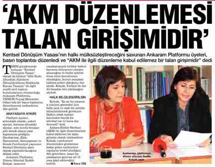 ANKARAM`DAN  DÖNÜŞÜME İTİRAZ  HABERTÜRK 13 MART 2012