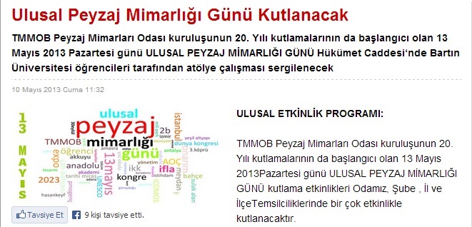 ULUSAL PEYZAJ MİMARLIĞI GÜNÜ KUTLANACAK - BARTIN.İNFO / 13 MAYIS 2013