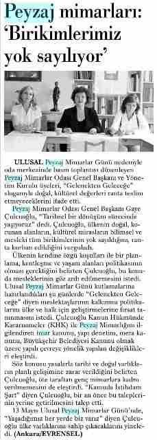 EVRENSEL-PEYZAJ MİMARLARI BİRİKİMLERİ YOK SAYILIYOR.