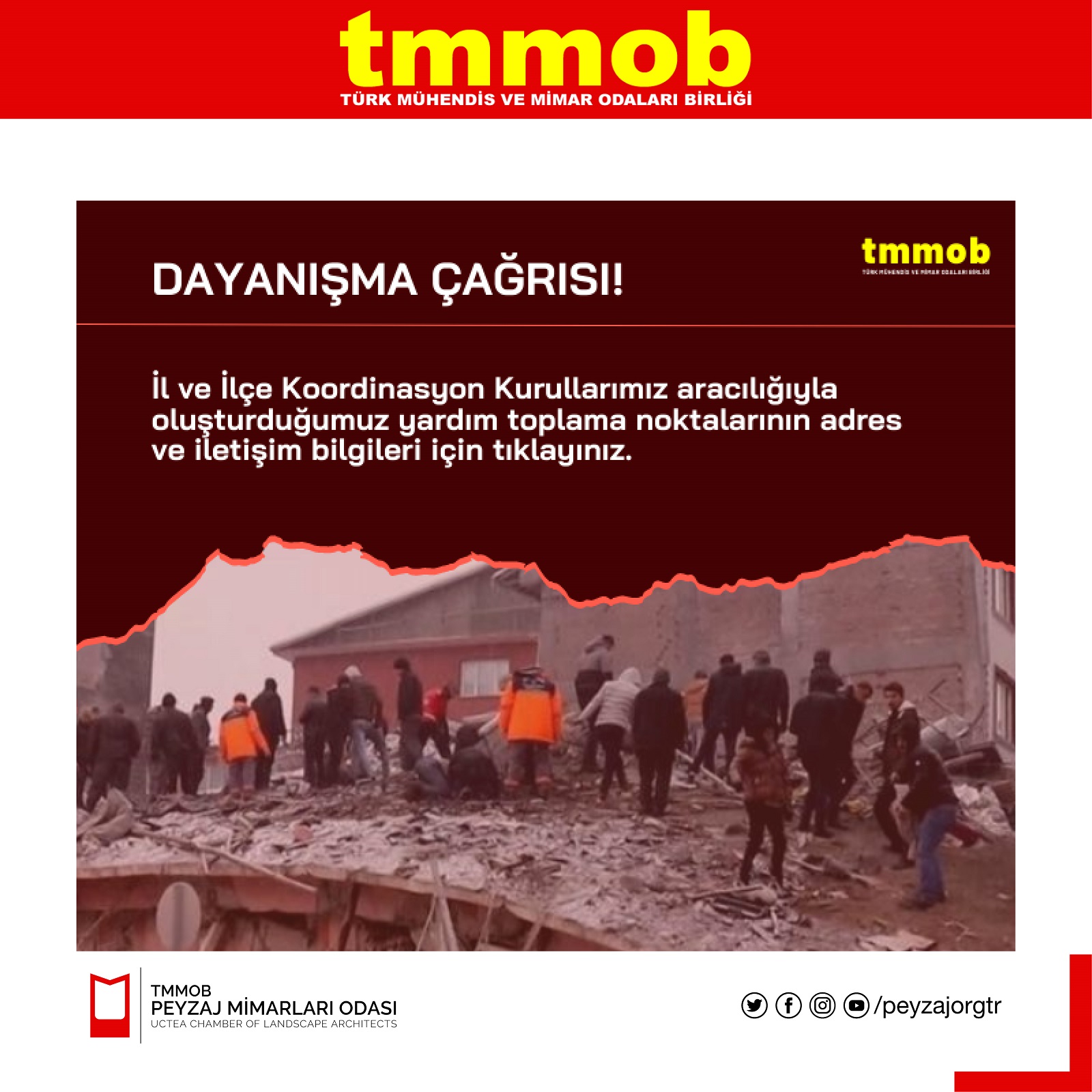 TMMOB AFET DAYANIŞMA ÇAĞRISI