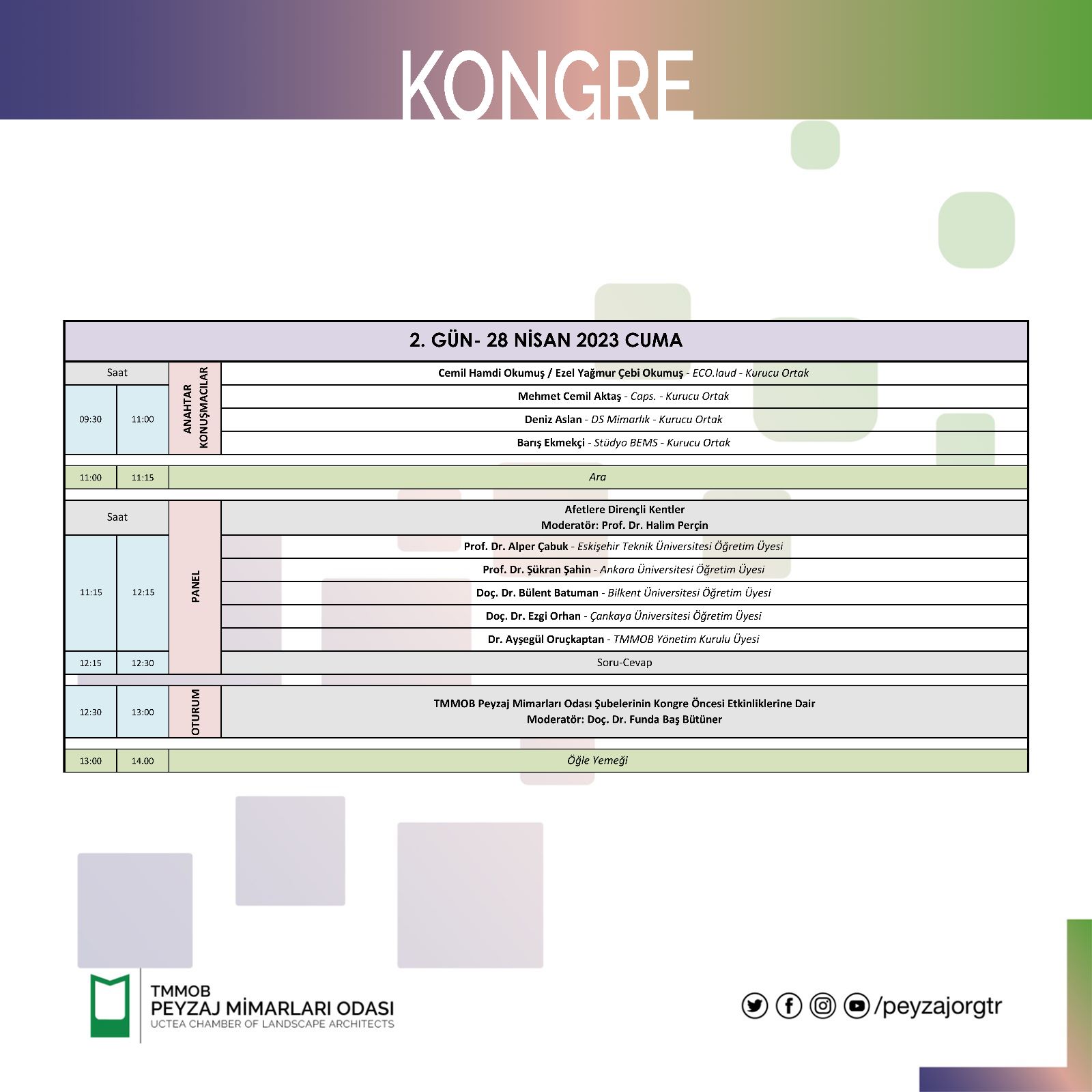 KONGRE | 8. ULUSAL PEYZAJ MİMARLIĞI KONGRESİ PROGRAMI YAYIMLANMIŞTIR