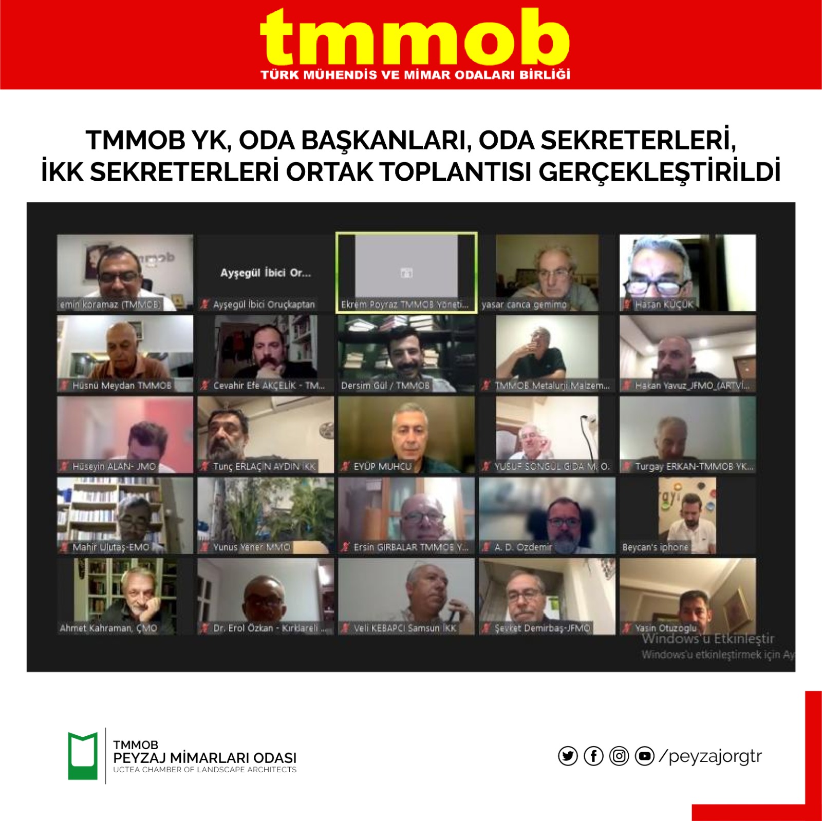 TMMOB YK, ODA BAŞKANLARI, ODA SEKRETERLERİ, İKK SEKRETERLERİ ORTAK TOPLANTISI GERÇEKLEŞTİRİLDİ.