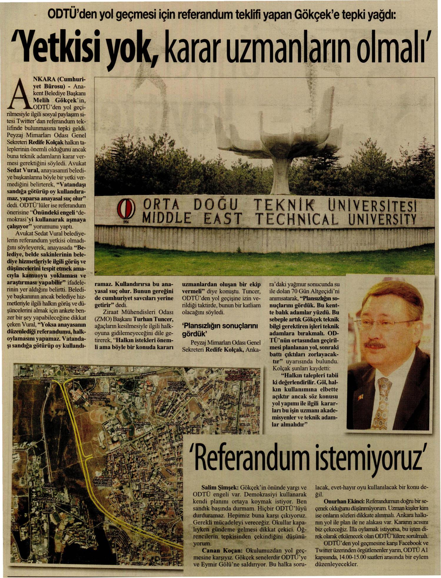 CUMHURİYET ANKARA 09.09.2011 - YETKİSİ YOK KARAR UZMANLARIN OLMALI. 