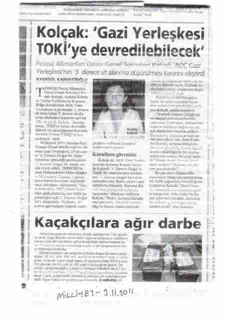 03.11.2011 - MİLLİYETANKARA - GAZİ YERLEŞKESİ TOKİ`YE DEVREDİLEBİLECEK.